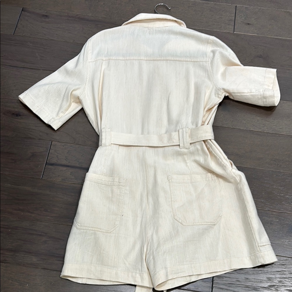 Zara Cream Button-Down Romper - Picture 3 of 4